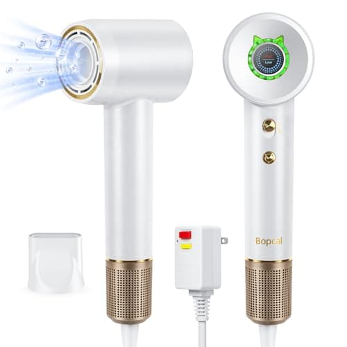 Hair Dryer - Bopcal Ionic Blow Dryer with Concentrator for All Hair Types,160000 RPM High-Speed Fast Drying Lightweight and Quiet, 200 Million Negative Ions Dryer with Thermo-Control (1500w) 9