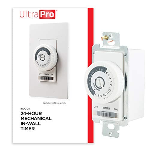 UltraPro 24-Hour Indoor Mechanical In-Wall Timer, 30 Minute Interval, Neutral Wire Required, Dial Light Switch for Lights, Bathroom Fan, Exhaust Fan, Single Pole Wall Timer Switch, White, 41092