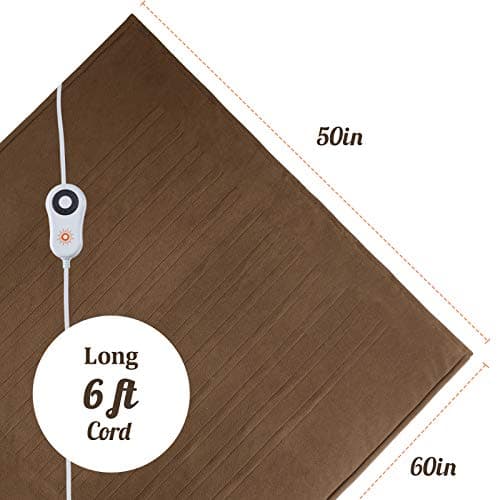 STONECREST Reversible Electric Blanket Heated Throw, 50"x60" Heating Blanket with 5 Setting Controller, 4 Hour Auto-Off, Overheating Protection, ETL Certified, Machine Washable (Chocolate) 4