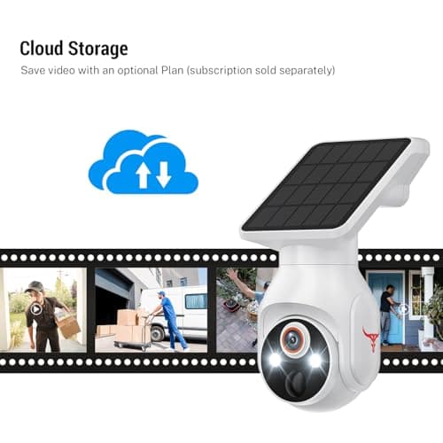 Orbitell 1080p WiFi Outdoor Security Camera with Solar Panel, Battery Powered, AI Motion Detection, Night Vision, Two Way Audio, IP65, Cloud Storage, Human Detection, 2.4GHz Wi-Fi, Pan Tilt Control 6