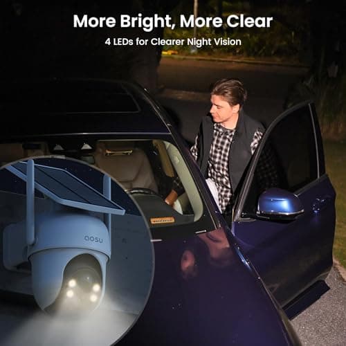 AOSU Solar Security Cameras Wireless Outdoor,4 Cam Kit 2K Doorbell Camera Wireless, No Subscription, No Monthly Fee. 9