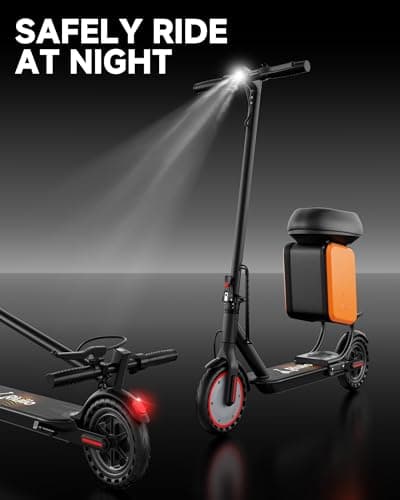 Electric Scooter with Seat for Adults and Teens, 19MPH & 15-Mile Range, 350W Motor, 8.5" Solid Tires with App Control & Dual Brake System - Foldable Commuter E-Scooter with Storage Bag 8