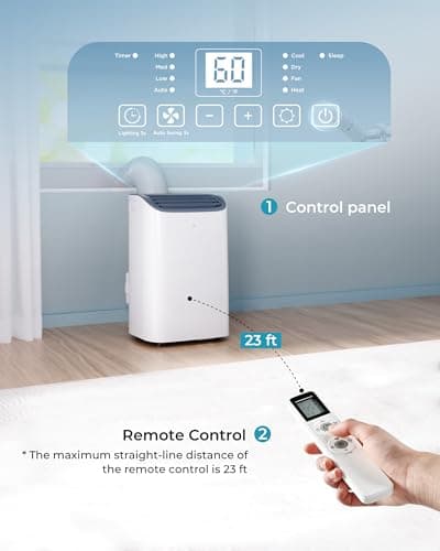 EUHOMY Portable Air Conditioners 12,000 Btu, 4 in 1 Portable Cooling AC with Heat, Dehumidifier, Fan Modes, Quiet Stand-up AC with 46dB Low Noise & Sleep Mode for Bedrooms, room up to 550 Sq.Ft 4