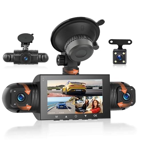 360 Degree View 4 Channel Dash Cam Front and Rear Inside Left Right, Dash Camera for Cars, Built-in Night Vision, 24/7 Recording Parking Mode Monitor