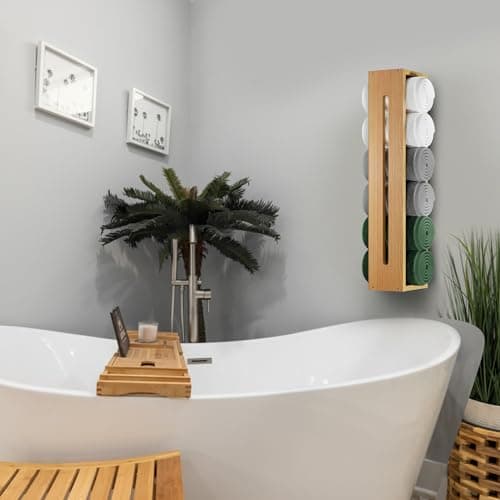 Bamboo Wall Mounted Towel Racks for Bathroom - Shelf - Wooden Towel Holder 5