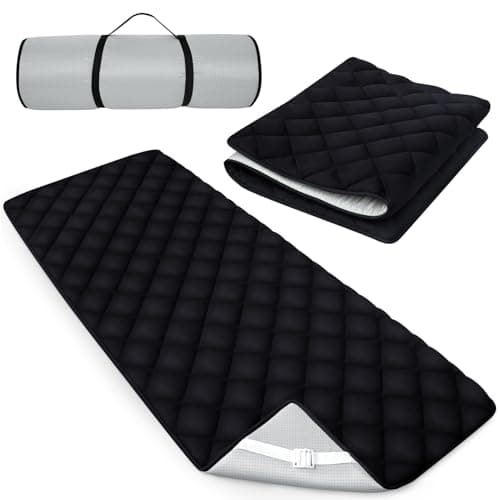 Cot Mattress Topper Pad Quilted, Non-Slip Super Soft Comfortable Cool Sleeping Pad 75"x30" for Camping Cot/Rv Bunk/Narrow Twin Beds, Black
