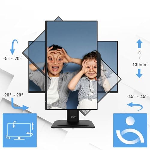 MSI PRO MP242PMG, 24-inch IPS 1920 x 1080 (FHD) Computer Monitor, 120Hz, Webcam, Adaptive-Synch, EPEAT Silver, HDMI, DisplayPort, VGA Port, VESA Mountable, Tilt, Height Adjustable, Speaker, 1ms, Black 6