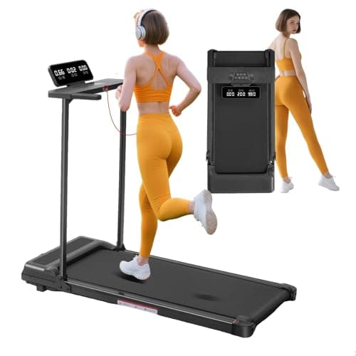 Walking Pad Treadmill with Handle Bar, 3.5HP Compact Portable Foldable Walking Pads Treadmill with Handles, Electric Small Treadmills for Home Office Apartment, LED Display, 400 LBS Capacity