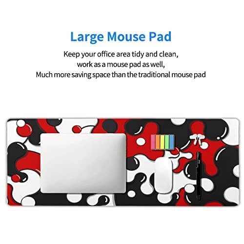 Red Black White Mouse Pad Anime Cool Geometric Japanese Extended Desk Mat 80X30cm Non-Slip Rubber Base Stitched Edge Large XL Mousepad for Desk Gaming Laptop Desktop,31.5×11.8 Inch 6