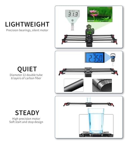 Camera Slider Motorized 47" /120cm, Button/APP Dual Control, Automatic Round Trip, Time Lapse, Panoramic Shooting, Video Capture, Slider Smooth and Stable, 120°Panoramic Shooting, Carbon Fiber Tube 5