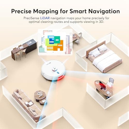 Teendow D20S Max+ Robot Vacuum and Mop, Specifically Handling Pet Hair Design, 8000Pa Max Suction, with Self-Empty Dock, 10 Weeks Hands-Free Cleaning, PreciSense LiDAR Navigation, App & Voice Control 7