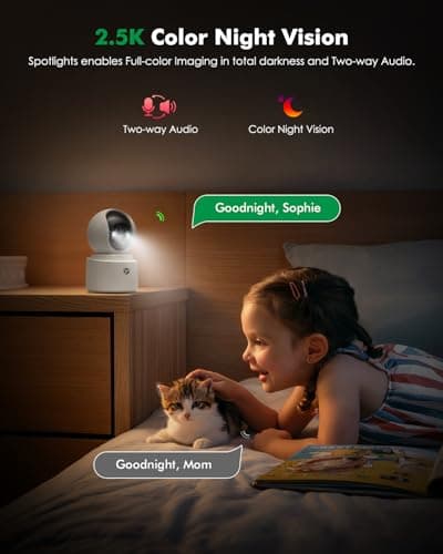 Battery Powered Indoor Camera Wireless, PTZ Pet Camera with 6000mAh Rechargeable, Dual-Band WiFi, 2.5K 4MP Color Night Vision, SD/Cloud Storage, 2-Way Audio, APP Remote, Cat/Dog/Kids/Home Monitoring 7