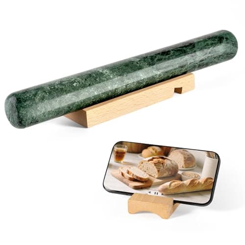 Erongoo Marble French Rolling Pin for Baking, 12 Inch Non Stick Polished Rolling Pin for Dough, Heavy Dough Roller for Fondant Pizza Pie Crust Cookie Pastry Bread, Kitchen Baking (Indian Green)