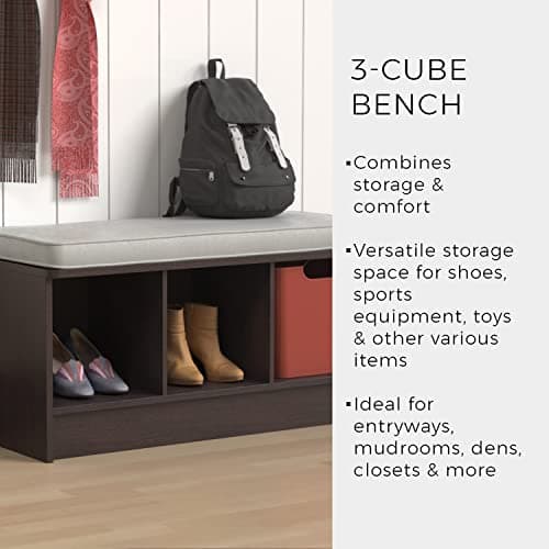 ClosetMaid 1631 Cubeicals 3-Cube Storage Bench, White with Gray Cushion 9