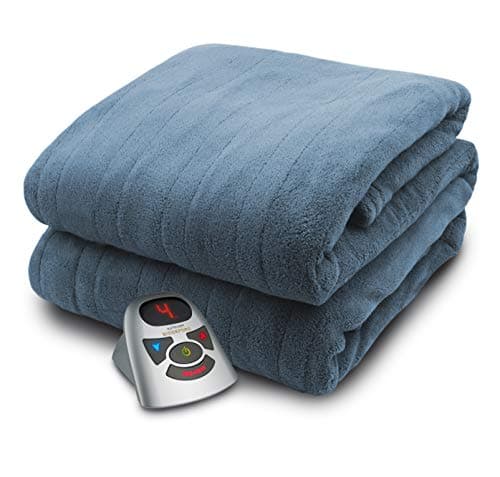 Biddeford Blankets Micro Plush Electric Heated Blanket with Digital Controller, Twin, Blue