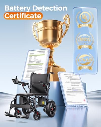 Serianie Electric Wheelchairs for Adults, Lightweight Electric Wheelchair, Foldable Travel Motorized Wheelchairs for Seniors, Folding Portable Mobility Scooter, Compact Fold Power Wheelchair 7