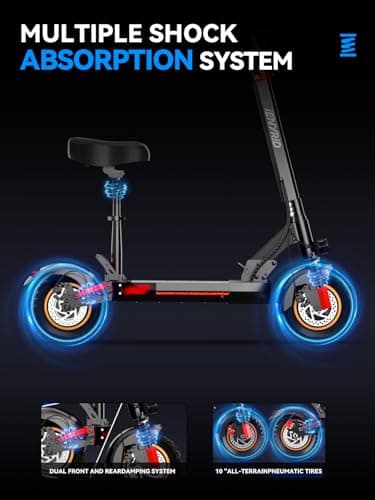 AONIU M4 Electric Scooter for Adults with seat 25-30 mph Fast Speed Heavy Duty 300 lbs 31 Miles Long Range Foldable e Scooter 10 inch Off Road Tires Mobility Folding e Scooters for Girls Men Teens. 10