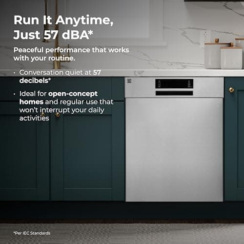 Kenmore 22-14585 24" Built-In Dishwasher - UltraWash, SmartWash, Sanitize Rinse, SmartDry, and Leak Detection - 14 Place Settings - 57 DBA - ENERGY STAR Certified - 24" - Stainless Steel 7