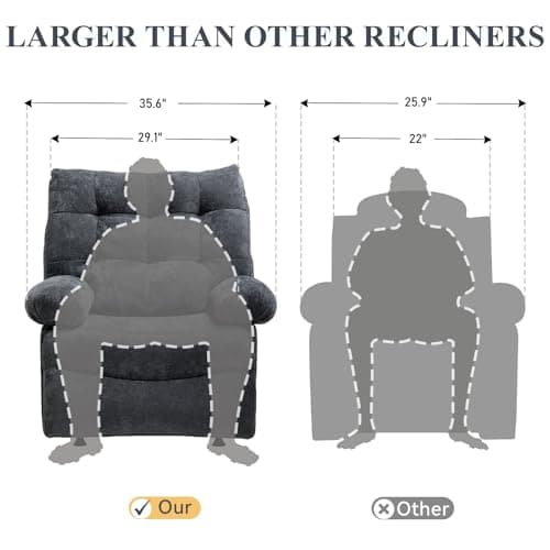 COMHOMA Power Lift Chair,Oversized Recliner Chair for Big Men and Elderly,Lift Reclining Chair with Side Pockets,Fabric Reclining Sofa Chair for Living Room,Bedroom (Grey) 6