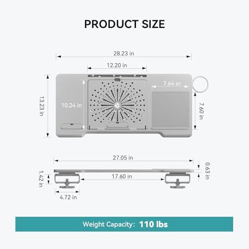 Newtral Home Office Laptop Desk for Office Chair, Adjustable Portable Laptop Table Tray with Wrist Rest, Mouse Pad and Cup Holder, Laptop Stand for Working, Writing and Gaming - Home Office Essentials 8