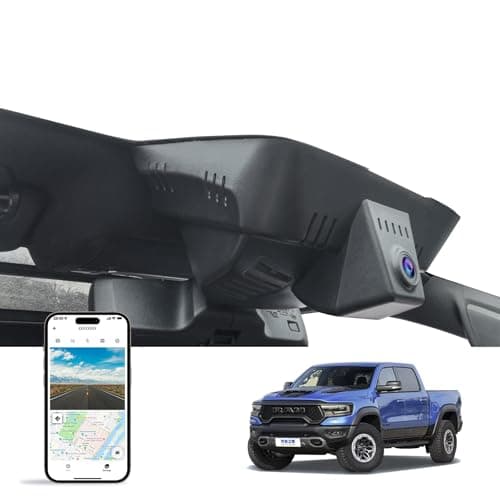 FUVYMYT Single Channel 4K Dash Cam for Dodge RAM 1500/2500/3500(Large Cover) 2019-2024 Rebel Big Horn Laramie Tradesman TRX SLT Classic, OEM-Style, 2160P Image, Loop Recording G-Sensor, 64GB Card