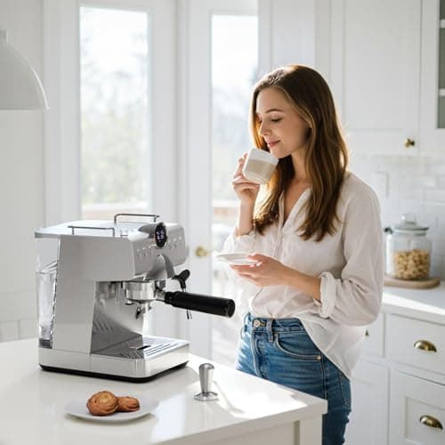 Kismile Espresso Machine with Cold Brew, Professional Espresso Maker with Milk Frother Steam Wand for Latte & Cappuccino, Espresso Coffee Machine with LED Display for Home Use(Stainless Steel) 6