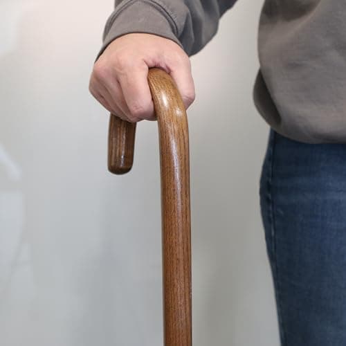 DMI Round Handle Wood Cane, Wooden Walking Cane with Rubber Tip, Durable and Warp Resistant Walnut Wooden Walking Stick, Lightweight and Strong, Holds up to 250 lbs, Made in the USA 6