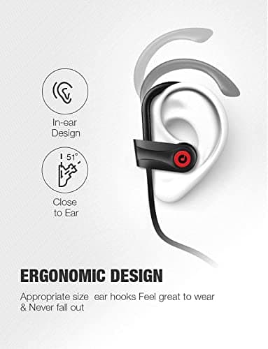 Otium Bluetooth Earbuds Wireless Headphones Bluetooth Headphones, Sports Earbuds, IPX7 Waterproof Stereo Earphones for Gym Running 15 Hours Playtime Sound Isolation Headsets,Black 5