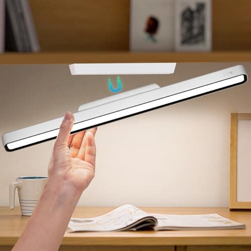 XmnSoly Desk Light Bar 16.5in Magnetic Rechargeable LED Light Bar, 3000K, 4500K, 6000K Color Temperature Battery Powered Under Cabinet Lighting for Desk, Home Office, Shelf, Reading