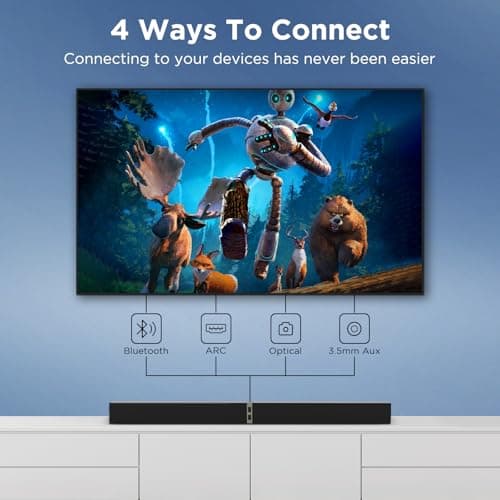MZEIBO Sound Bar for Smart TV, 80W Bluetooth Soundbar 2 in 1 Detachable Design, Deep Bass, Home Theater Surround Sound, ARC/Optical/AUX Connections for TV/PC/Gaming/Projectors 5