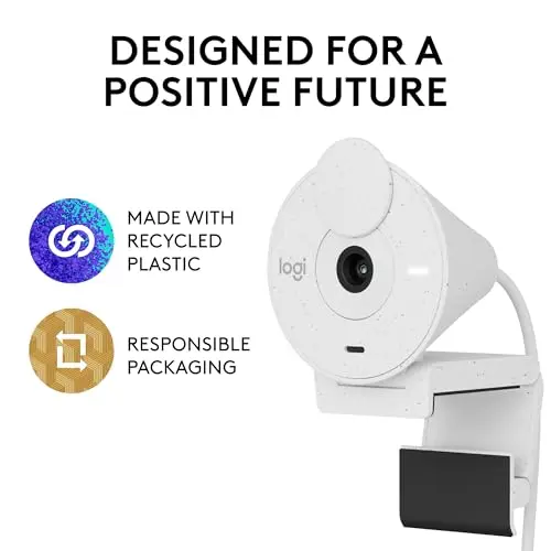 Logitech Brio 300 Full HD Webcam, auto Light Correction, Noise reducing mic, Privacy Shutter, USB-C, Works with Microsoft Teams, Google Meet, Zoom, for Streaming and Video Calling - White 8