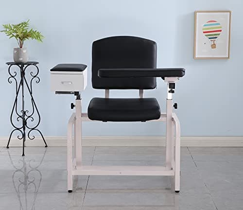 Medycare Lab Blood Drawing Chair with Padded Flip Arm and Drawer (Black) 5