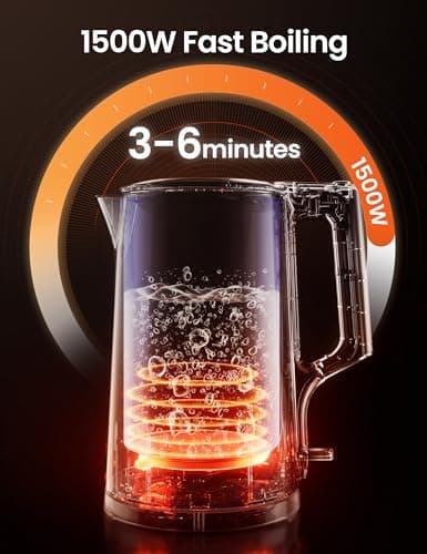 COMFEE' 1.7L Double Wall Electric Tea Kettle and Kettle Water Boiler, 100% Stainless Steel Interior & Lid & Spout, Two-Level Wide Open Lid, 1500W Fast Boiling, Auto-Off and Boil-Dry Protection 6