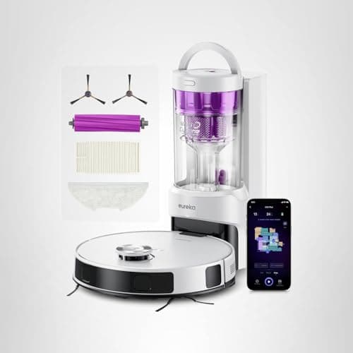 Eureka E20 Plus Robot Vacuum with Bagless Self Emptying Station, Robotic Vacuum and Mop Combo, 45-Day Capacity, Upgraded 8000Pa Suction and Anti Hair-Tangling Brush, LiDAR Navigation, App Control 8