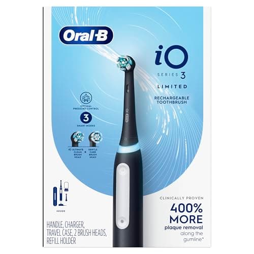 Oral-B iO Deep Clean Rechargeable Electric Toothbrush, Black, iO Series 3 Limited, 2 Brush Heads, Travel Case, Pressure Sensor, 3 Cleaning Settings 9