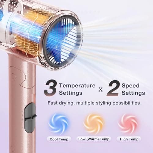 BABONIR Ionic Diffuser Hair Dryer for Curly Hair, 1875W Fast Drying Blow Dryer with Diffuser and Concentrator Nozzle, Compact & Portable Negative Ion Hairdryer Blowdryer, 3 Heat 2 Speed Settings, Pink 8