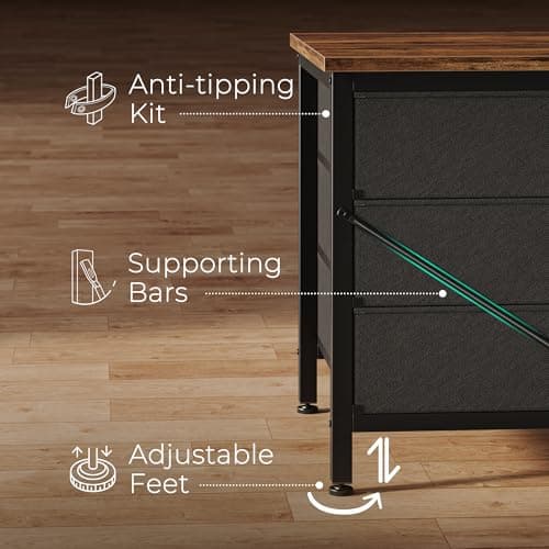 Huuger 63 Inch Dresser for Bedroom, Dresser for Closet with 9 Drawers, Large TV Stand for 55, 65, 70 Inch TV, Entertainment Center with Storage, Wide Long Chest of Drawers, Rustic Brown 7