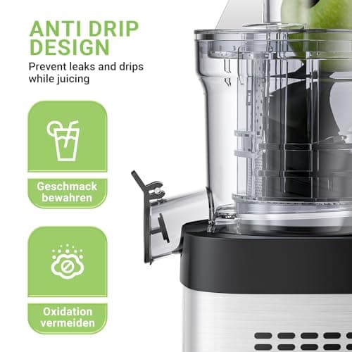 AMZCHEF Cold Press Juicer - Juicer Machine with Large Feed Chute for Whole Fruits and Vegetables - Durable Stainless Steel Masticating Juicer, Large Auger, Double Strainers 6