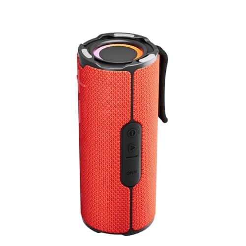 BYANDBY Bluetooth Speaker with IPX5 Waterproof 2 Portable, Long Playtime, Wireless Stereo Pairing, 12W Stereo Sound, BT 5.3, Bassup, Electronics for Home, Shower, Outdoors, Travel(Red)