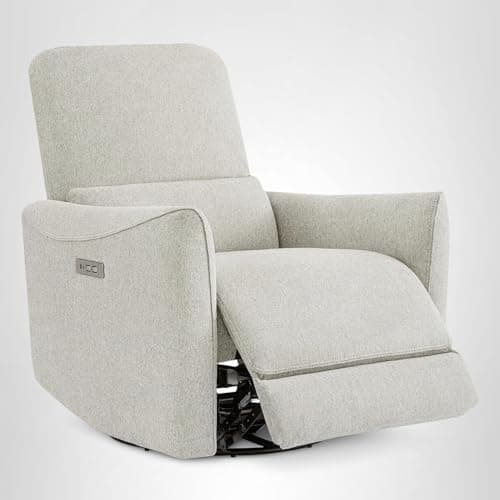 CHITA Power Recliner Chair Swivel Glider, FSC Certified Fabric Living Room Nursery Reclining Sofa Chair with Lumbar Support, Dove Grey 9