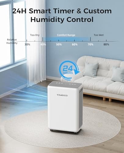 2000 Sq.ft Dehumidifier for Basement, Trazico 30 Pint Dehumidifiers for Home Large Room Bedroom Bathroom with Drain Hose, Intelligent Humidity Control, 3 Modes, 24H Timer, Auto Defrost, Grey 7