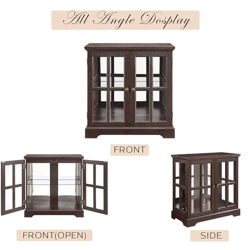 CKEASEAN 32" H LED Accent Curio Cabinet with 7 Color Lights for Collectibles, Modern Storage Cabinet with Tempered Glass Doors, Sideboard Buffet Case with Smartphone-Controlled Lights (Dark Cherry) 9