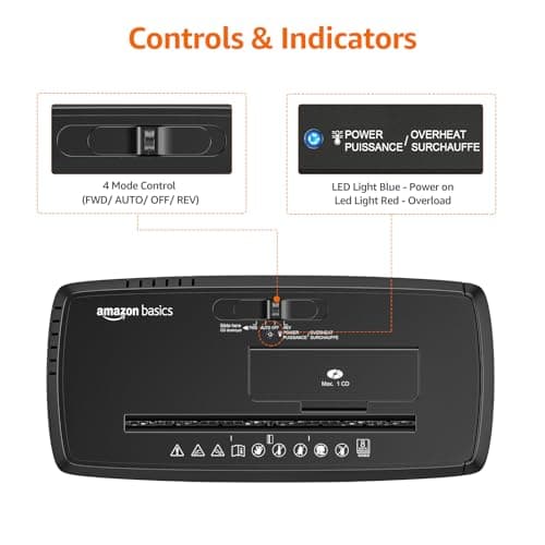 Amazon Basics 8-Sheet Strip Cut Paper Shredder for Home and Office, CD/Credit Card Shredder, 3.4 Gallon Bin, Black 5