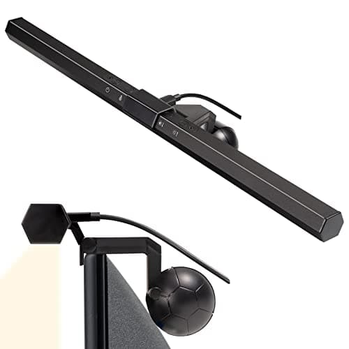 CIVHOM Computer Monitor Light Bar - LED Desktop/Home/Office Lamp - Rotatable Gravity Ball - Fits 0.3"-1.6" Thick Screens - 3 Color & 10 Brightness Levels
