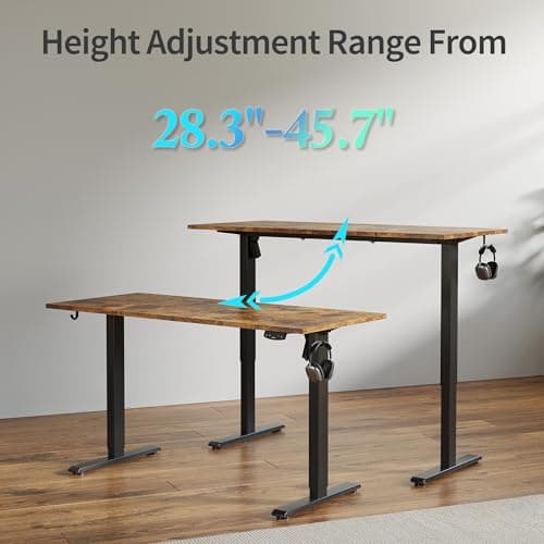 Agilestic Electric Standing Desk, 48 x 24 Inches Height Adjustable Desk, Sit Stand up for Work Office Home, Ergonomic Rising Computer Table with Memory Preset, Rustic Brown 6