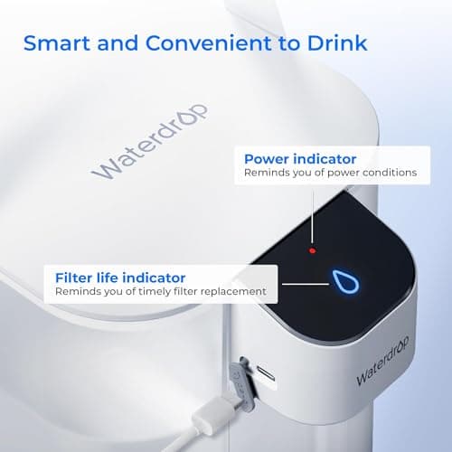 Waterdrop Electric Water Filter Pitcher, Reduce 99.6% of Lead and 45+ Impurities, 200-Gallon Rechargeable Water Dispenser, Instant 15-Cup Countertop System, NSF/ANSI 401&53&42&372, Does not Lower TDS 8