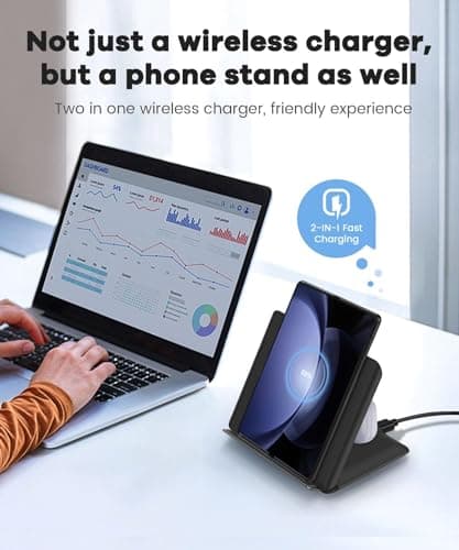 RGBTRON Wireless Charging for Samsung Galaxy Z-Fold Series, 2-in-1, 15W Fast Wireless for Galaxy Z Fold 6/5/4/3, S24/S23/S22,Note20 Ultra, Galaxy Buds2 Pro/2/Live, Black (PD Adapter Included) 5