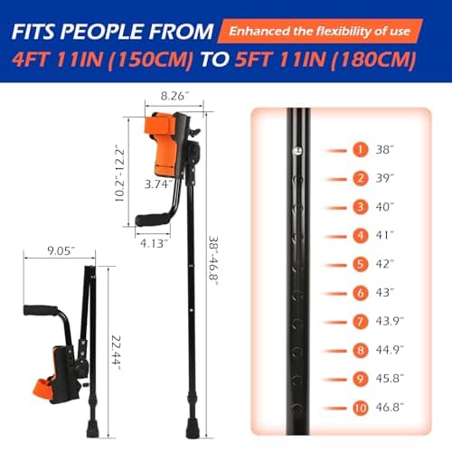 Dyna-Living Forearm Crutches for Adults with 3 Adjustable Angles,Foldable Elbow Crutches Anti-Drop Cuff Comfortable Crutches (Pair) 5