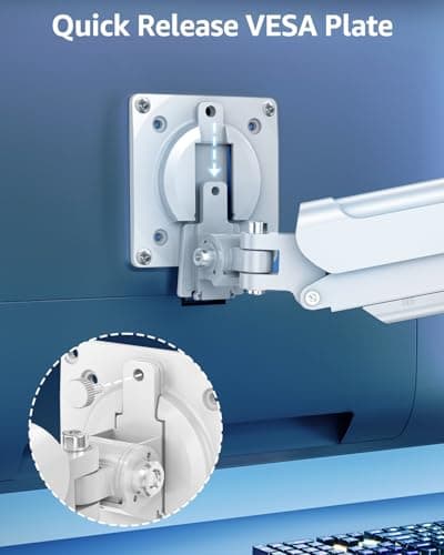 Single Monitor Mount for 32 27 24 22 inch Screen, Monitor Arm Holds 4.4-22 lbs, Monitor Desk Mount, Gaming & Home Office Use, VESA 75x75mm & 100x100mm, Freelift Pro White 9