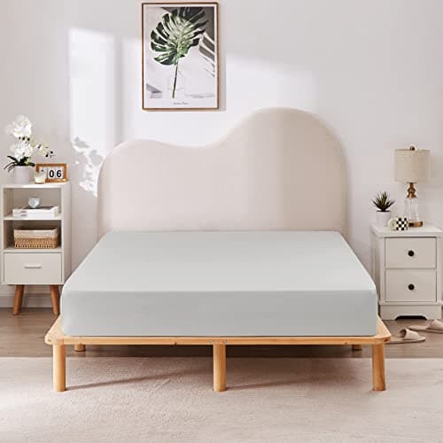 HBHLFZ Twin Fitted Sheet Only, Soft Breathable Bottom Sheet - 39"x75" Deep Pockets Twin Size Fitted Sheet - All Around Stretch Fit, Wrinkle Resistant, Colorfast - Easy Care, Light Gray 6